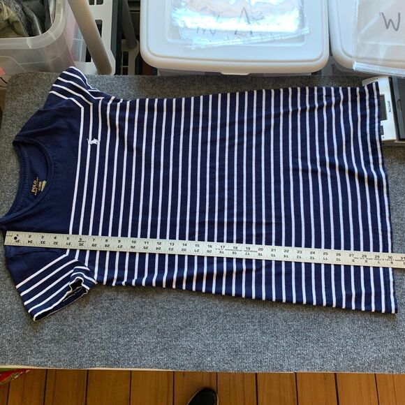 Polo Ralph Lauren Girls T- Shirt Knit Dress Size M Navy White Stripe Short Sleev - Picture 12 of 14